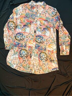 Soft Surroundings Paisley Button-Down tunic 100% cotton